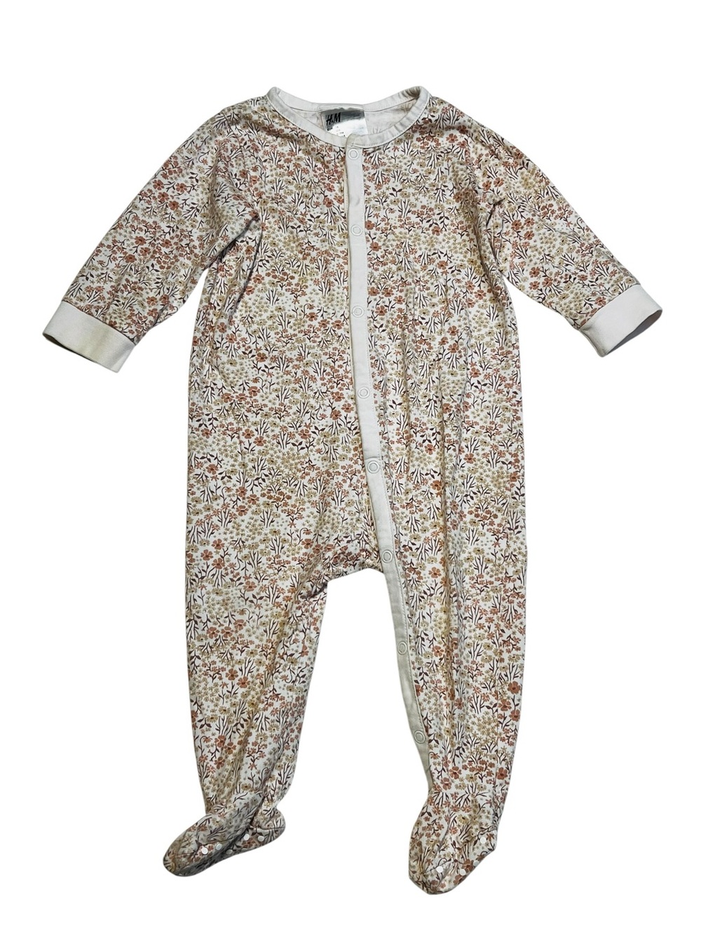 H&M White and‎ Rust Floral Baby Romper
